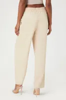 Women's Pleated Straight-Leg Trouser Pants in Sand Small