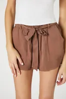 Women's Tie-Waist Paperbag Shorts in Mushroom Large