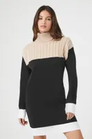 Women's Colorblock Sweater Mini Dress Black,