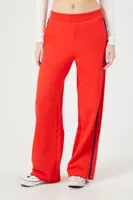 Women's French Terry Wide-Leg Pants in Red Small