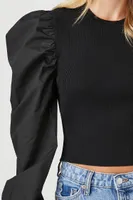 Women's Ruched Sweater-Knit Crop Top