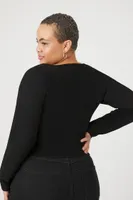 Women's Ribbed Sweetheart Sweater in Black, 0X