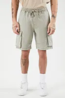 Men Drawstring Denim Shorts in Light Olive, XL