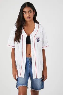 Women's Pabst Blue Ribbon Baseball Jersey Top in White, XS