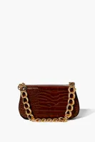 Women's Faux Croc Leather Shoulder Bag in Brown