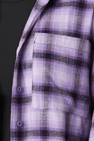 Women's Plaid Combo Flannel Shirt in Purple Small