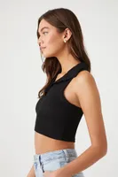 Women's Racerback Cropped Tank Top in Black Large