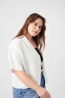 Women's Satin Shirt in Vanilla, 0X