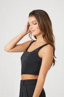 Women's Lace-Up Corset Crop Top in Black, XL