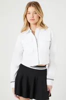 Women's Poplin Cropped Shirt in White, XL