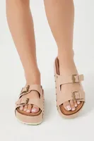 Women's Buckled Dual-Strap Platform Sandals Tan,