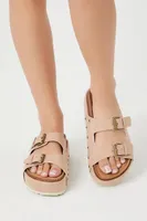 Women's Buckled Dual-Strap Platform Sandals in Tan, 10