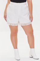 Women's Tweed Fringe Shorts in White, 0X