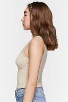 Women's Sleeveless Underbust Crop Top in Taupe Medium