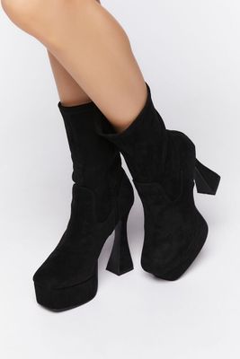 Women's Platform Block Heel Booties in Black, 7.5