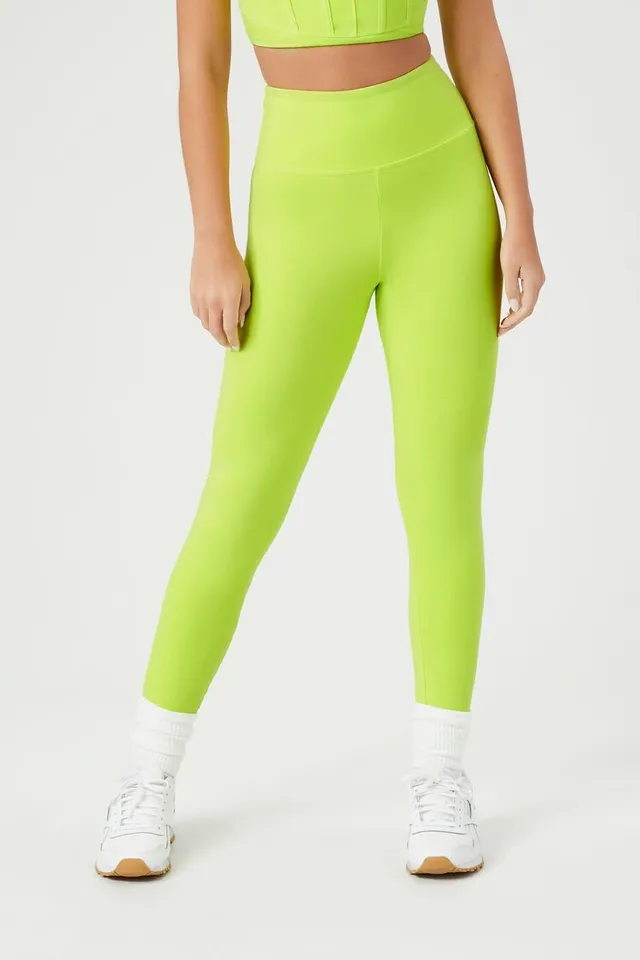 Forever 21 Women's Active High-Rise Leggings in Neon Yellow Medium