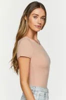 Women's Short-Sleeve Bodysuit in Almond Small