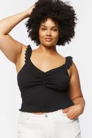 Women's Smocked Tank Top in Black, 1X