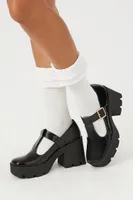 Women's Mary Jane Platform Block Heels in Black, 7.5