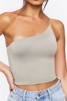 Women's One-Shoulder Crop Top in Grey, XL