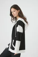 Women's Hooded Colorblock Shacket in Black Large