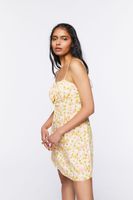 Women's Floral Print Cami Mini Dress in Yellow Medium