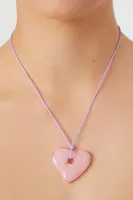 Women's Heart Pendant Necklace in Pink