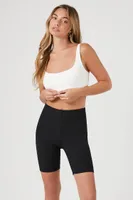 Women's Ribbed Knit Biker Shorts in Black Large