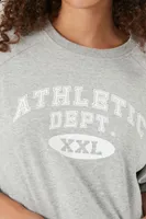 Women's Athletic Dept Graphic Cropped T-Shirt in Heather Grey/White, XL