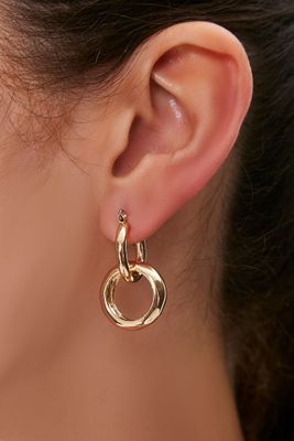 Women Hoop Drop Earrings in Gold