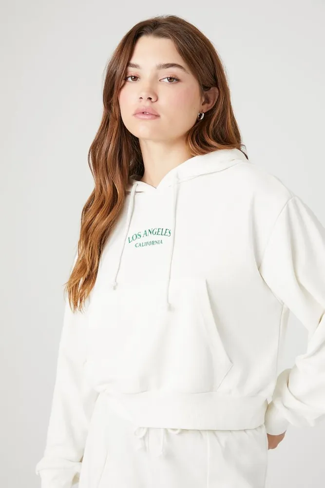 Women's Embroidered Los Angeles Hoodie in Vanilla Small