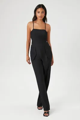 Women's Crisscross Cami Straight-Leg Jumpsuit in Black Medium