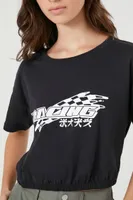 Women's Racing Graphic Cropped T-Shirt in Black Medium