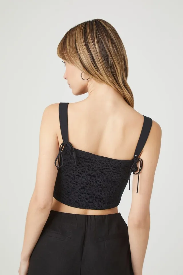 Forever 21 Women's Square-Neck Seamed Crop Top