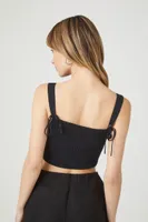 Women's Tie-Strap Cropped Tank Top in Black Small