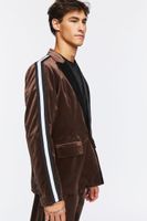 Men Velour Peak-Lapel Blazer in Dark Brown/Black Medium