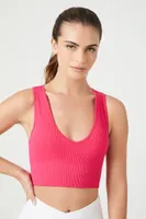 Women's Seamless Ribbed Knit Sports Bra in Hibiscus Medium