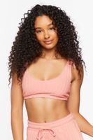 Women's Ribbed Knit Lounge Crop Top Pink