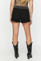 Women's Studded Mid-Rise Denim Shorts Black,