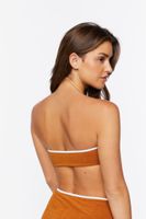 Women's Contrast-Trim Bandeau Bikini Top in Maple Large