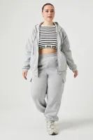 Women's Fleece Cargo Pants in Heather Grey, 3X