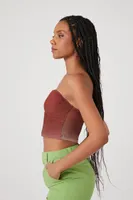 Women's Butterfly Cropped Tube Top in Brown, XS