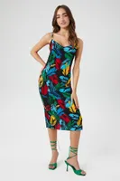 Women's Tropical Leaf Print Midi Dress