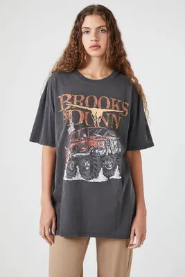 Women's Brooks & Dunn Oversized Graphic T-Shirt in Charcoal, Size XS