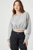 Women's Cropped Fleece Crew Pullover Heather Grey