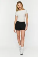 Women's Twill Mid-Rise Cuffed Shorts