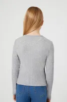 Girls Ruched Rib-Knit Top (Kids) in Heather Grey, 5/6