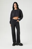 Women's Fleece Los Angeles Graphic Crop Top in Black Medium