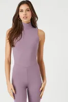 Women's Contour Mock Neck Jumpsuit in Grape Shake Medium