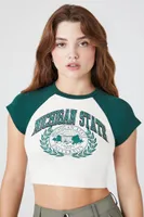 Women's Michigan State Graphic Raglan T-Shirt in Green Large